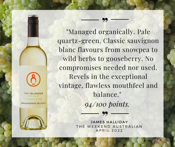 James Halliday Review of 2021 Sauvignon Blanc by The Islander Estate Vineyards