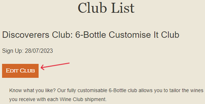 Select Edit Club to see your wine selection